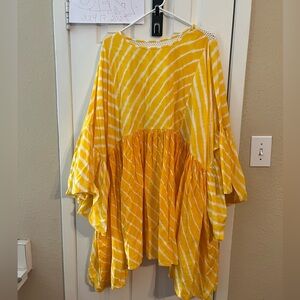Yellow and White Striped Mini Dress